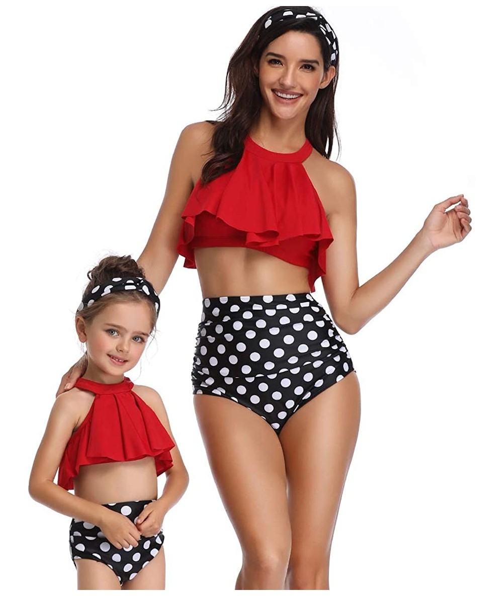 Sets Mother Girl Swimwear Bikini Sets Two Piece Family Matching Swimsuit - Red-women's - CS18N8T903L $43.67