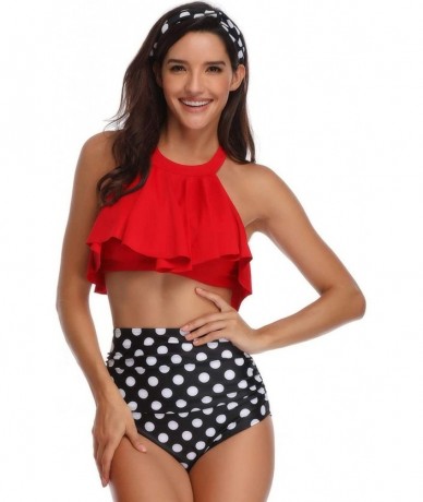 Sets Mother Girl Swimwear Bikini Sets Two Piece Family Matching Swimsuit - Red-women's - CS18N8T903L $43.67