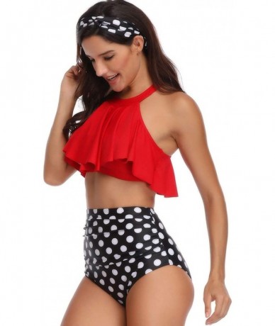 Sets Mother Girl Swimwear Bikini Sets Two Piece Family Matching Swimsuit - Red-women's - CS18N8T903L $43.67