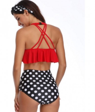 Sets Mother Girl Swimwear Bikini Sets Two Piece Family Matching Swimsuit - Red-women's - CS18N8T903L $43.67