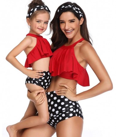 Sets Mother Girl Swimwear Bikini Sets Two Piece Family Matching Swimsuit - Red-women's - CS18N8T903L $43.67