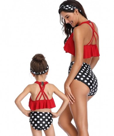 Sets Mother Girl Swimwear Bikini Sets Two Piece Family Matching Swimsuit - Red-women's - CS18N8T903L $43.67