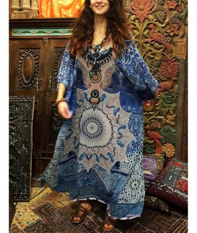 Cover-Ups Women Casual V Neck Loose Caftan Long Dress Beach Wear Split Maxi Dress - C9 - CG18SGGMQ4Q $42.11