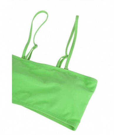 Sets Women's Removable Straps Bandeau Bikini High Waist 2 Piece Swimsuits - Green - C7193GZC03E $31.54