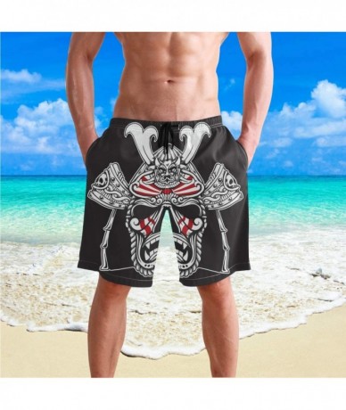 Board Shorts Men's Swim Trunks - Japanese Samurai Beach Short Men Quick Dry Elastic Waist Board Shorts - C619COCY0LU $42.92