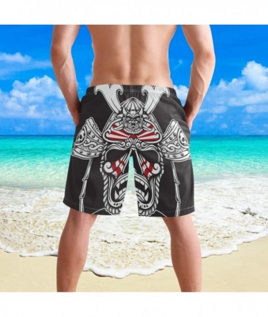 Board Shorts Men's Swim Trunks - Japanese Samurai Beach Short Men Quick Dry Elastic Waist Board Shorts - C619COCY0LU $42.92