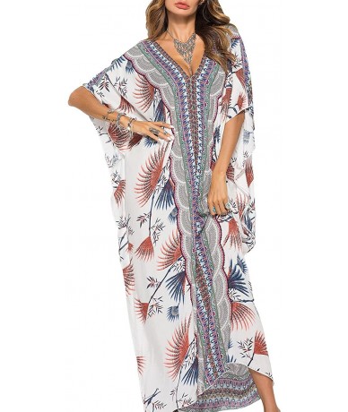 Cover-Ups Women Bathing Suit Cover Up Ethnic Print Kaftan Beach Maxi Dresses - Print 9 - CY18E0H47R2 $47.37