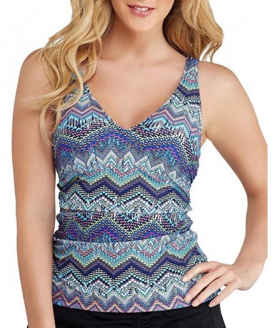 Tops Women's Molded Underwire Bra Tankini Top (E Cup) Multi 32E - C311YKFYUVN $61.19