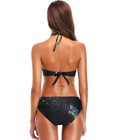 Sets Colorful Abstract Universe Galaxy Stars Bikini Swimwear Swimsuit Beach Suit Bathing Suits for Teens Girls Women Multi 3 ...