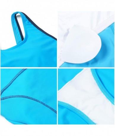 Racing Womens Athletic Racerback One Piece Swimsuits Traning Racing Bathing Suit Sport Swimwear - Light Blue - C518ED83EW9 $4...