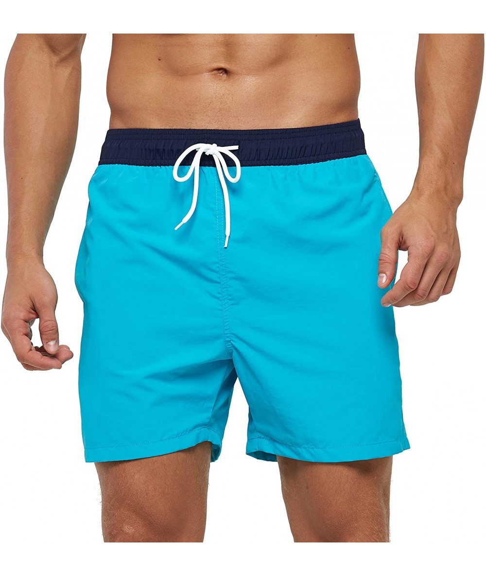 Trunks Men's Swim Trunks Quick Dry Beach Shorts with Pockets - Sky Blue-tl - CX199AQ9U0G $34.49