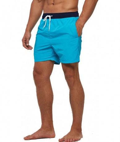 Trunks Men's Swim Trunks Quick Dry Beach Shorts with Pockets - Sky Blue-tl - CX199AQ9U0G $34.49