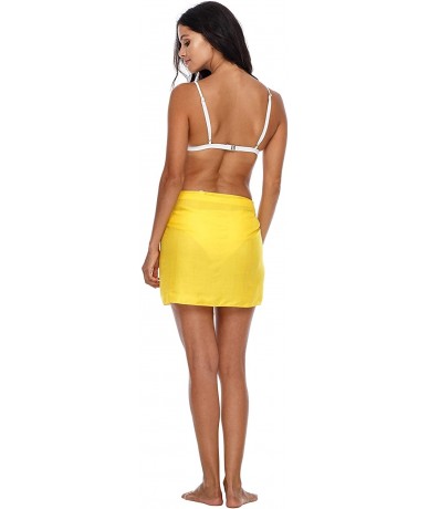 Cover-Ups Womens Bathing Suit Cover Up Sarong Pareo Beach Skirt Short Sarong Wrap - Yellow - CR189SU0OMS $27.81