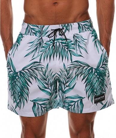 Board Shorts Men's Casual Quick Dry Swim Trunks Beach Boardshorts with Pockets - O-leaves - CX18E356STS $37.87