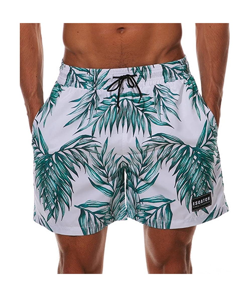 Board Shorts Men's Casual Quick Dry Swim Trunks Beach Boardshorts with Pockets - O-leaves - CX18E356STS $37.87