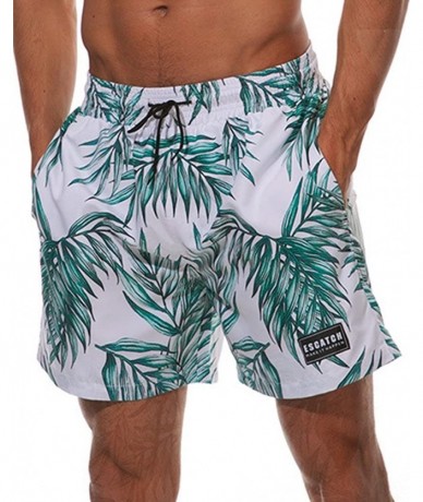 Board Shorts Men's Casual Quick Dry Swim Trunks Beach Boardshorts with Pockets - O-leaves - CX18E356STS $37.87