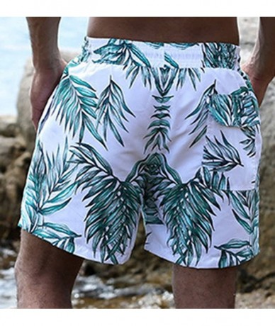 Board Shorts Men's Casual Quick Dry Swim Trunks Beach Boardshorts with Pockets - O-leaves - CX18E356STS $37.87