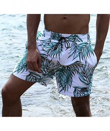 Board Shorts Men's Casual Quick Dry Swim Trunks Beach Boardshorts with Pockets - O-leaves - CX18E356STS $37.87