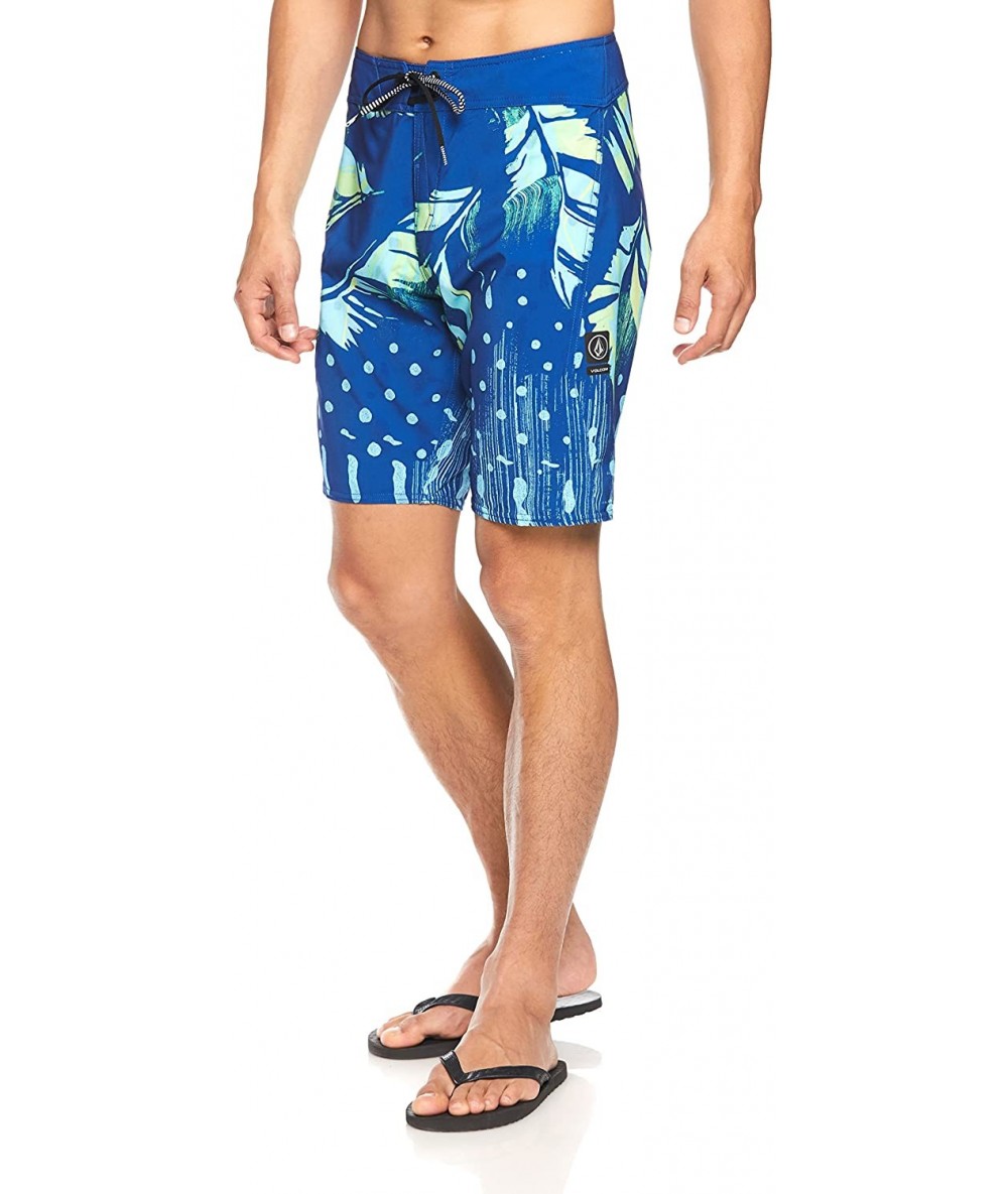 Board Shorts Men's Flora Dot 20" Mod Boardshort - Camper Blue - C2183MXCAGQ $66.65