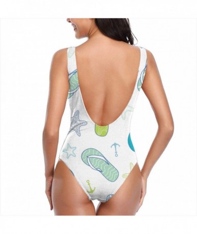 Racing Women's One Pieces Swimsuits Flip Flops Printed Beach Suits with Soft Cup - Color_7 - CV18SYTOML3 $47.08