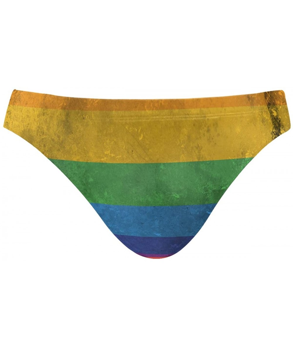 Briefs Mens Swim Bikini Briefs Mexico Flag Circle Swimwear Surf Shorts Trunks - Lgbt Rainbow Flag - CX18UA2DGNM $44.41