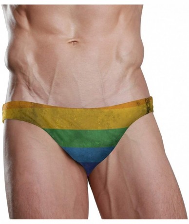 Briefs Mens Swim Bikini Briefs Mexico Flag Circle Swimwear Surf Shorts Trunks - Lgbt Rainbow Flag - CX18UA2DGNM $44.41