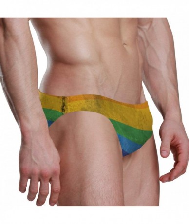 Briefs Mens Swim Bikini Briefs Mexico Flag Circle Swimwear Surf Shorts Trunks - Lgbt Rainbow Flag - CX18UA2DGNM $44.41