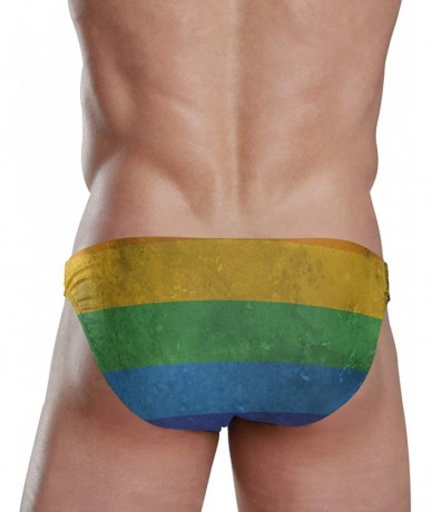 Briefs Mens Swim Bikini Briefs Mexico Flag Circle Swimwear Surf Shorts Trunks - Lgbt Rainbow Flag - CX18UA2DGNM $44.41