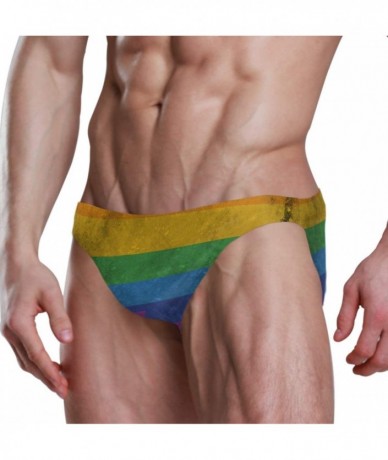 Briefs Mens Swim Bikini Briefs Mexico Flag Circle Swimwear Surf Shorts Trunks - Lgbt Rainbow Flag - CX18UA2DGNM $44.41