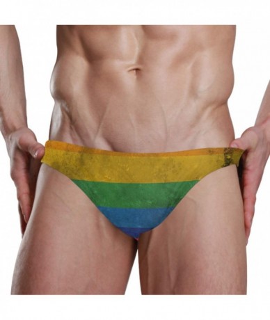 Briefs Mens Swim Bikini Briefs Mexico Flag Circle Swimwear Surf Shorts Trunks - Lgbt Rainbow Flag - CX18UA2DGNM $44.41