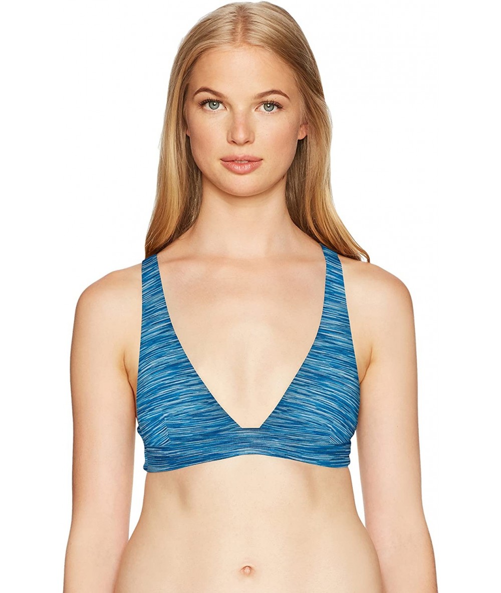 Tops Women's Premium Surf Halter Bikini Top - Blue/Blue - CG184R048CY $70.06