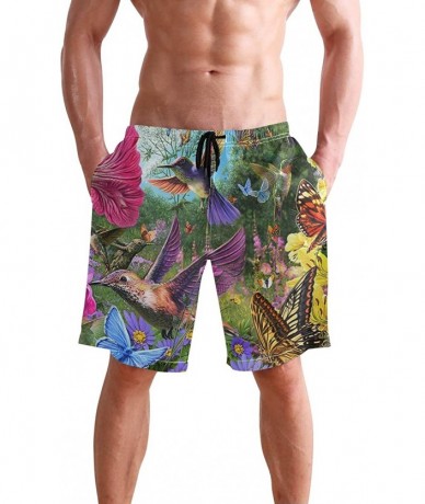 Board Shorts Mens Surfing Shorts Gun American Flag Swim Trunks Shorts - Hummingbird and Butterfly - C818U5L7A3O $49.73