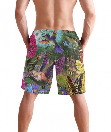 Board Shorts Mens Surfing Shorts Gun American Flag Swim Trunks Shorts - Hummingbird and Butterfly - C818U5L7A3O $49.73