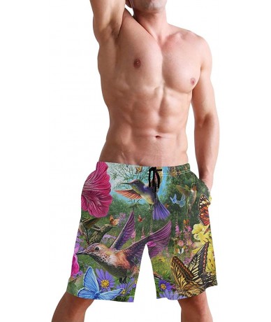 Board Shorts Mens Surfing Shorts Gun American Flag Swim Trunks Shorts - Hummingbird and Butterfly - C818U5L7A3O $49.73