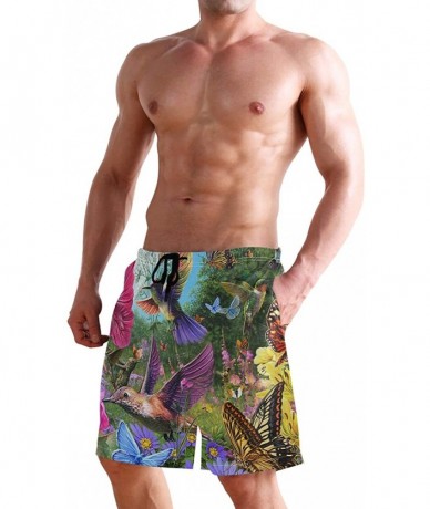 Board Shorts Mens Surfing Shorts Gun American Flag Swim Trunks Shorts - Hummingbird and Butterfly - C818U5L7A3O $49.73