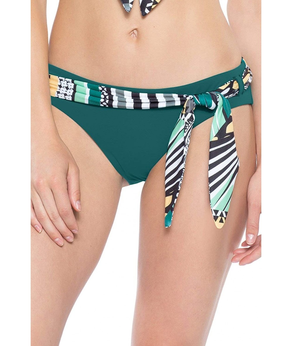 Tankinis Women's Reversible Belted Hipster Bikini Bottom - Black/Fern - C118HI3HGTC $79.92