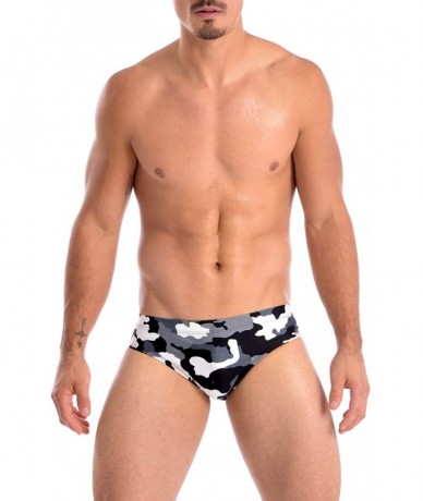 Briefs Mens New Hot Print Body Bikini Swimsuit - Black Camo - CE112LLRL19 $35.89