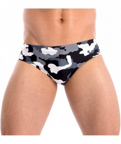 Briefs Mens New Hot Print Body Bikini Swimsuit - Black Camo - CE112LLRL19 $35.89