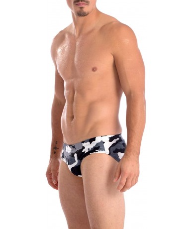 Briefs Mens New Hot Print Body Bikini Swimsuit - Black Camo - CE112LLRL19 $35.89