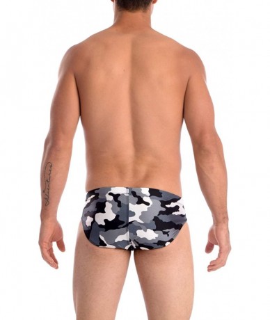 Briefs Mens New Hot Print Body Bikini Swimsuit - Black Camo - CE112LLRL19 $35.89