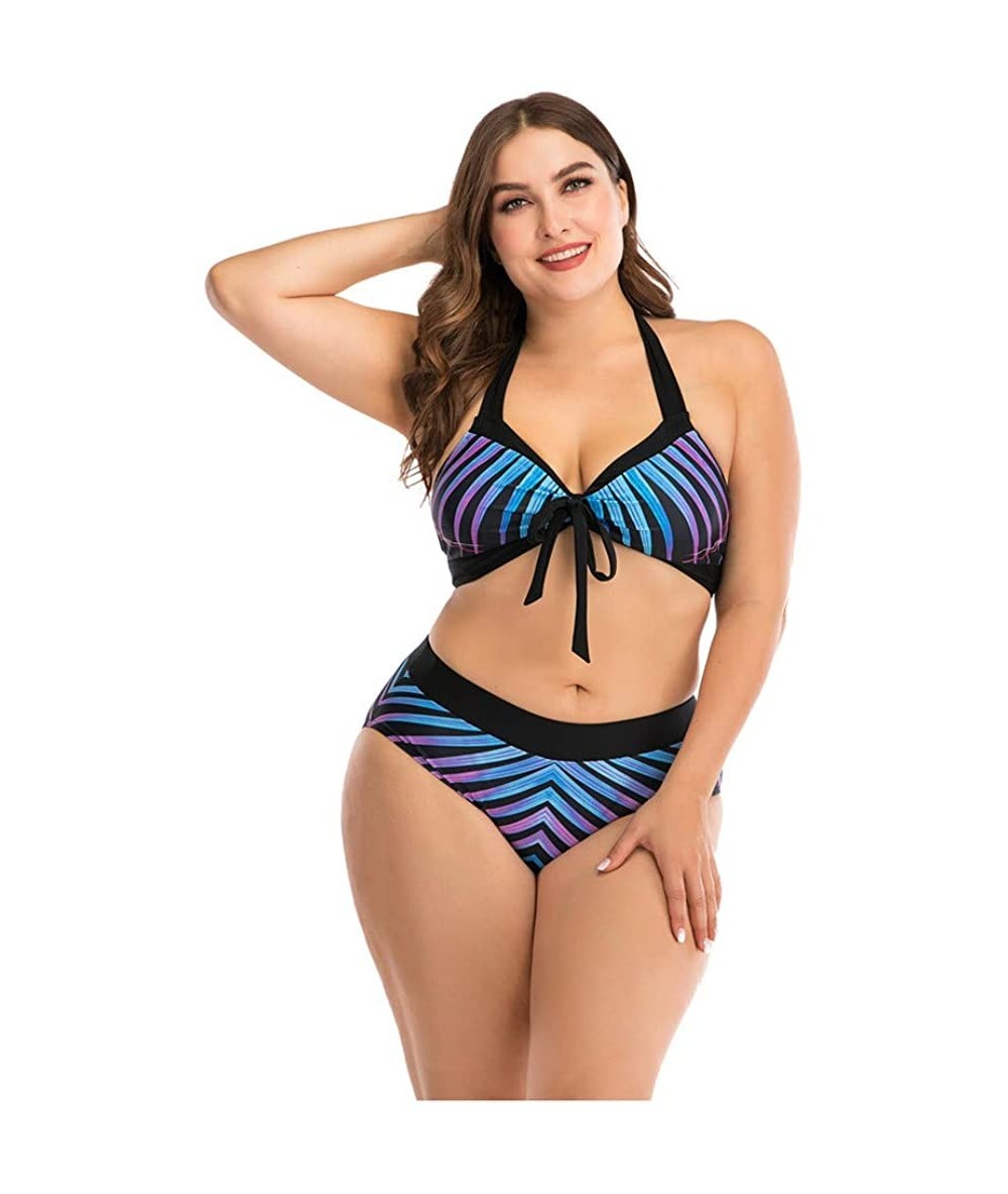 Tops Plus Size Womens High-Waisted Bikini Set Two Pieces Beach Swimwear Bathing Suit Swimsuits - 04 Multicolor - C0194DME4T6 ...