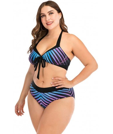 Tops Plus Size Womens High-Waisted Bikini Set Two Pieces Beach Swimwear Bathing Suit Swimsuits - 04 Multicolor - C0194DME4T6 ...