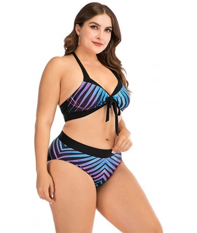 Tops Plus Size Womens High-Waisted Bikini Set Two Pieces Beach Swimwear Bathing Suit Swimsuits - 04 Multicolor - C0194DME4T6 ...