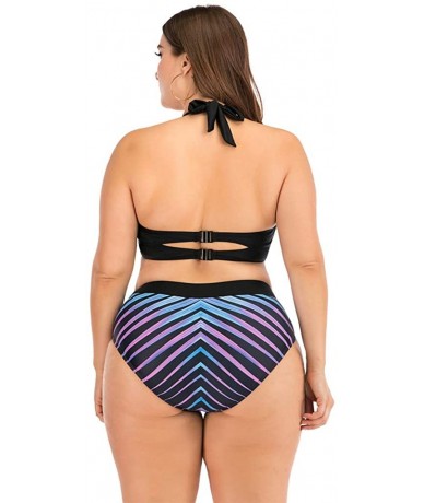 Tops Plus Size Womens High-Waisted Bikini Set Two Pieces Beach Swimwear Bathing Suit Swimsuits - 04 Multicolor - C0194DME4T6 ...