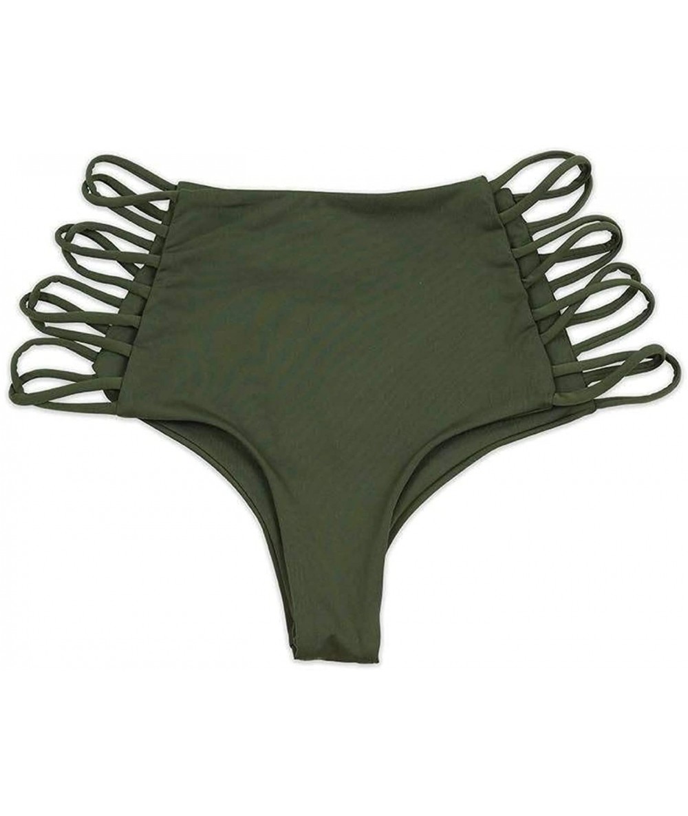 Tankinis Seamless Moderate Coverage Sexy Caged Side Bikini Bottom Bathing Swimsuit for Women - Olive - C318QTOQI2D $38.70