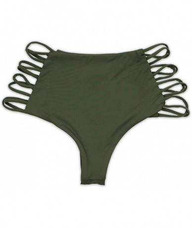 Tankinis Seamless Moderate Coverage Sexy Caged Side Bikini Bottom Bathing Swimsuit for Women - Olive - C318QTOQI2D $38.70