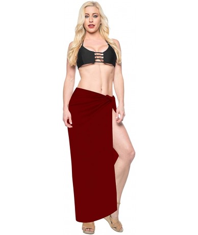 Cover-Ups Womens One Size Swimwear Pareo Sarong Bikini Coverups Wrap Embroidered - Maroon_g159 - CT126C6J0TJ $22.91