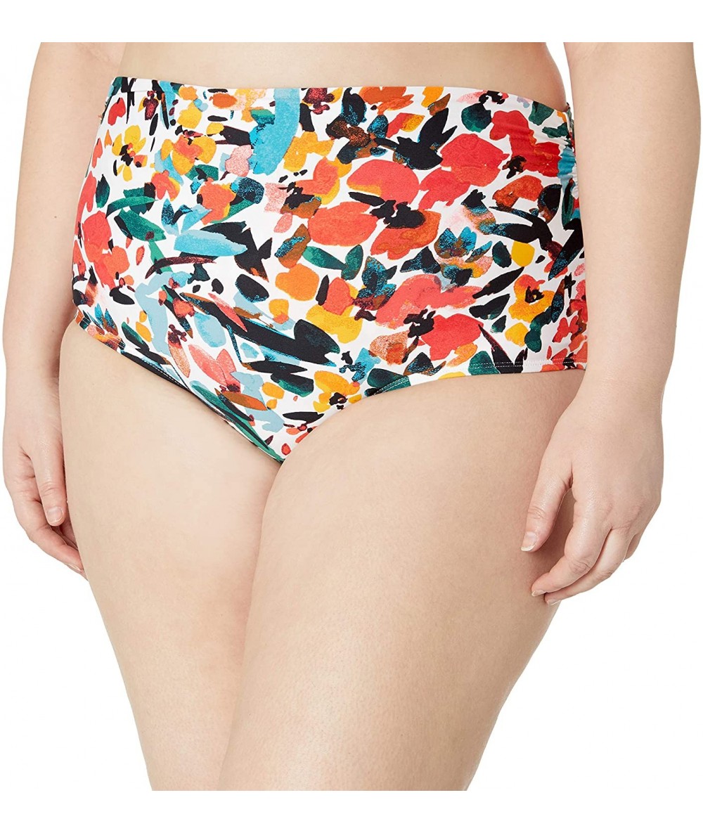 Bottoms Women's Plus Size High Waist Swim Bottom with Side Shirring - Sunset Floral - C018ZQ7YEZQ $68.37