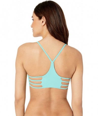 Tops Women's Smoothies Alani Solid Strappy Back Halter Bikini Top Swimsuit - Sea Mist - CM18HW27YAK $82.44