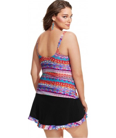 Bottoms Plus Size Printed-Hem Swim Skirt Bottom - Black - C912HRP75HD $63.69